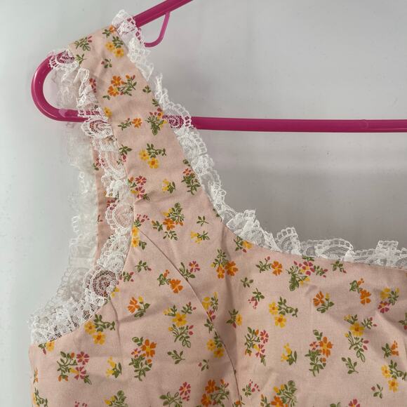 RUMOURS Size Medium Cottagecore Milkmaid Corsette Prairie Garden Lace Floral - Picture 12 of 15